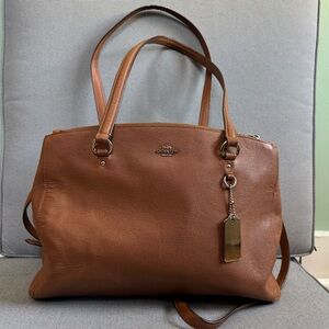 Coach Stanton Crossbody Carryall Brown Leather Bag with Nickel Hardware